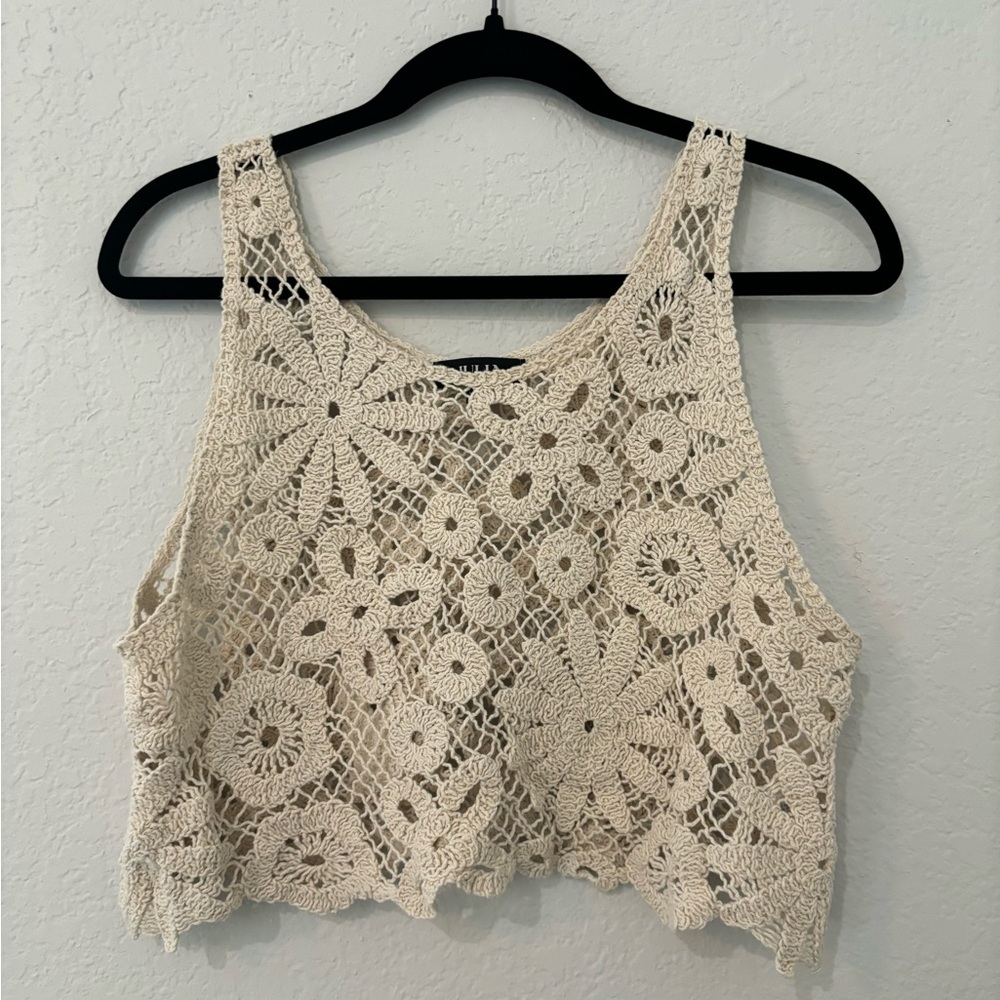 Julia Crochet Festival Tank Top LBD | Size Large | Boho Beach Cover Up